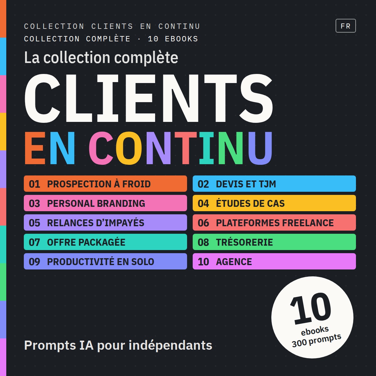 Collection Clients en continu, la collection complète : les dix titres, 300 prompts.